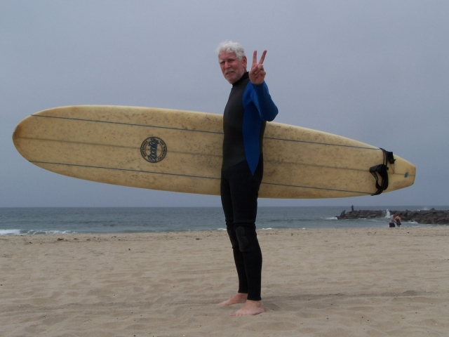 Stan Berger in for the weekend had to go surfing!